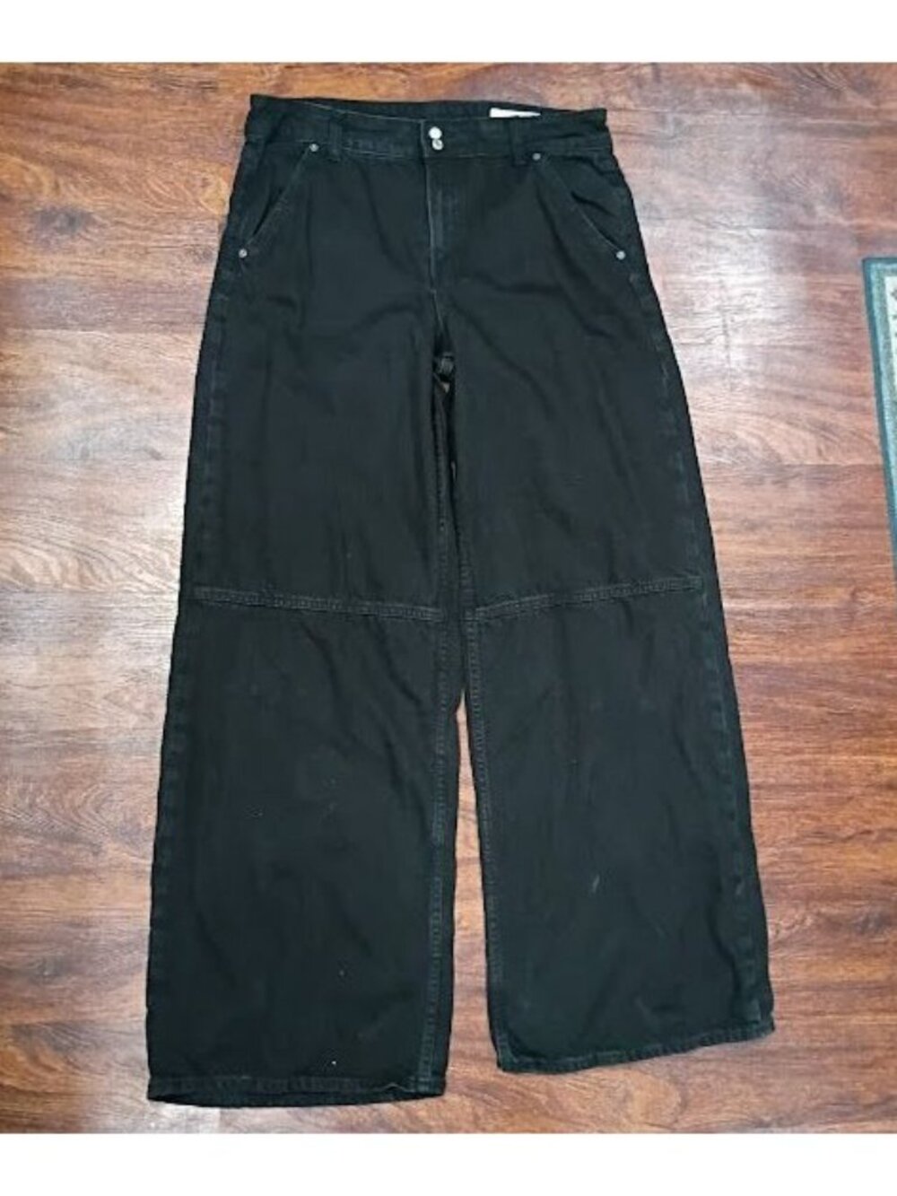 Gap Baggy Mid Rise Ultrasoft Black Denim Wide-Leg Jeans 31/12T - Picture 2 of 12